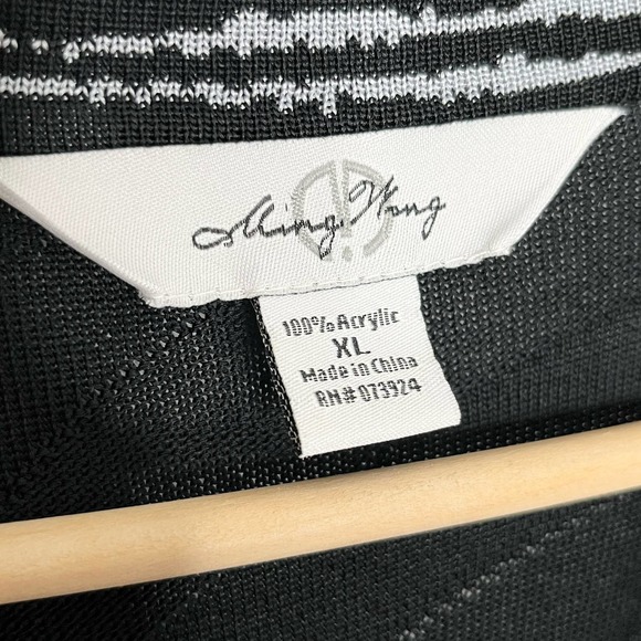 Ming Wang Women's Open Front Cardigan Size XL Black Animal Print Long Sleeve - Picture 4 of 7